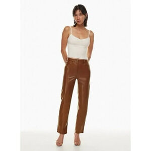 Aritzia Wilfred Melina Brown Vegan Faux Leather  Pants Womens 2
